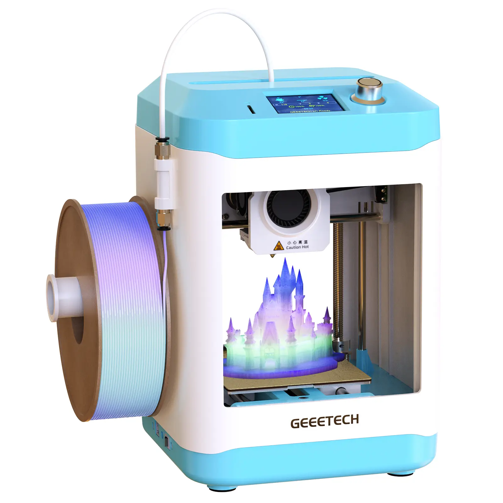 Geeetech 3D Printer for Kids & Beginners - High-Speed Mini Pre-Assembled STEM Tool with Auto-Leveling, Fully Open Source, Removable Build Plate, 3.94x4.33x3.94in Print Size for Home/School