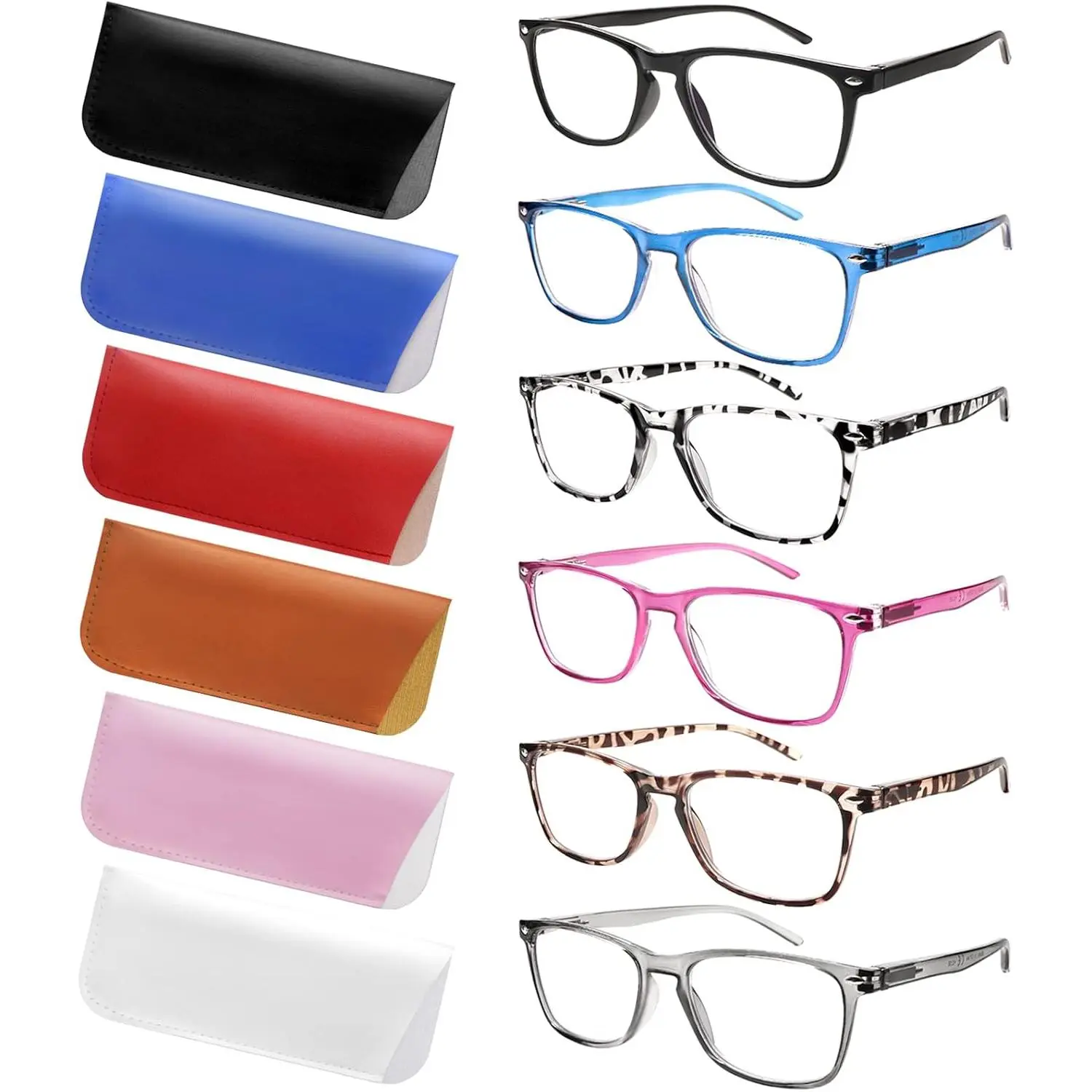 Women's 6-Pack Plastic Blue Light Blocking Computer Readers, High-Quality Spring Hinge Eyewear Frames to Reduce Eyestrain