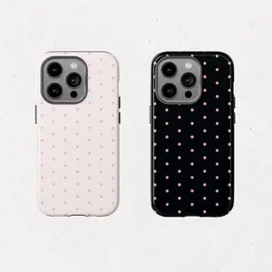 Pink Polka Dot IPhone Case, Pink, Black, Suitable for IPhone17 ProMax, 16Pro, 15, 14. Premium Phone Case | Shockproof Protective Phone Case | Smart Phone Case