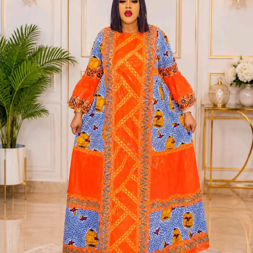 Women's 3-Piece Elegant African Style Ankara-Bazin Mix Dress Set