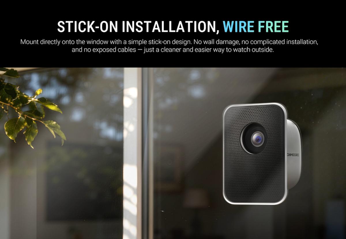 CINMOORE Wireless 2.5K Window Camera, 4MP Indoor Home Security Camera with AI Full Color Night Vision, Person & Motion Alerts, Quick Magnetic Installation, SD Card & Cloud Storage, 2.4GHz WiFi