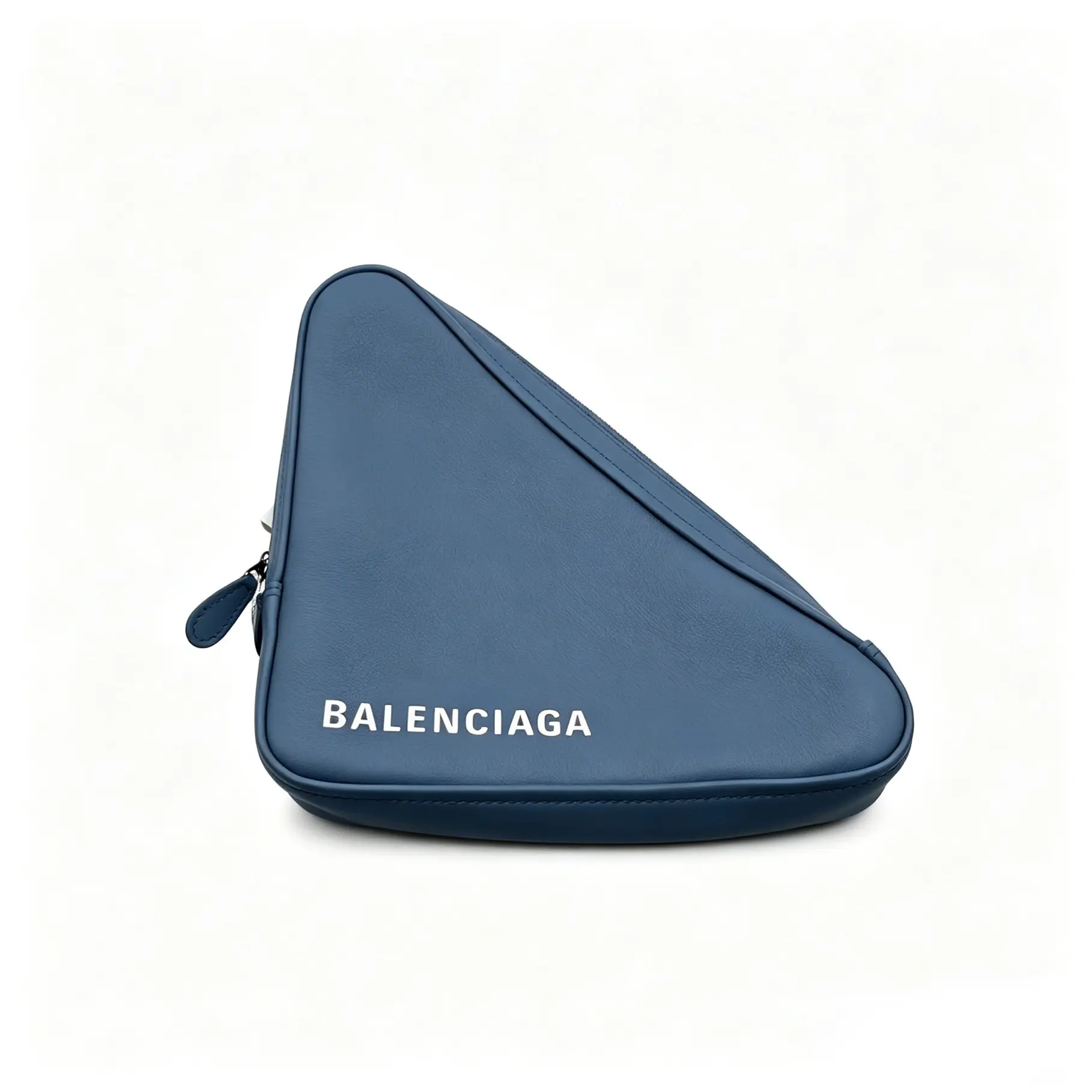 Pre-owned Balenciaga H5 Triangle Messenger Bag Matte Small Cowhide Leather, Blue, Minimalist, Zip, Avant Garde Functional, Irregular Triangular Shape, HW H03605, Messenger Bags
