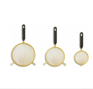 3-Piece Fine Mesh Gold Strainer Set for Kitchen Utensils Draining Handles