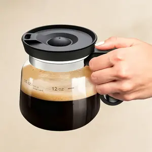 Coffee Pot Cup, Small Coffee Pot Cup, Heat-Resistant Transparent Glass Cup with Anti-overflow Lid, Reusable Large-capacity Coffee Cup, Cute, Compact Classic Novelty Coffee Cup, Ideal Gift for Coffee Lovers, Father's Day Gift, Mug (16oz)