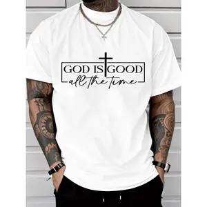 God Is Good All The Time Cross Graphic T-Shirt | Christian Faith Inspirational Tee | Religious Bible Verse Print Shirt | Church Gift for Men | Unisex Spiritual Streetwear Casual Top