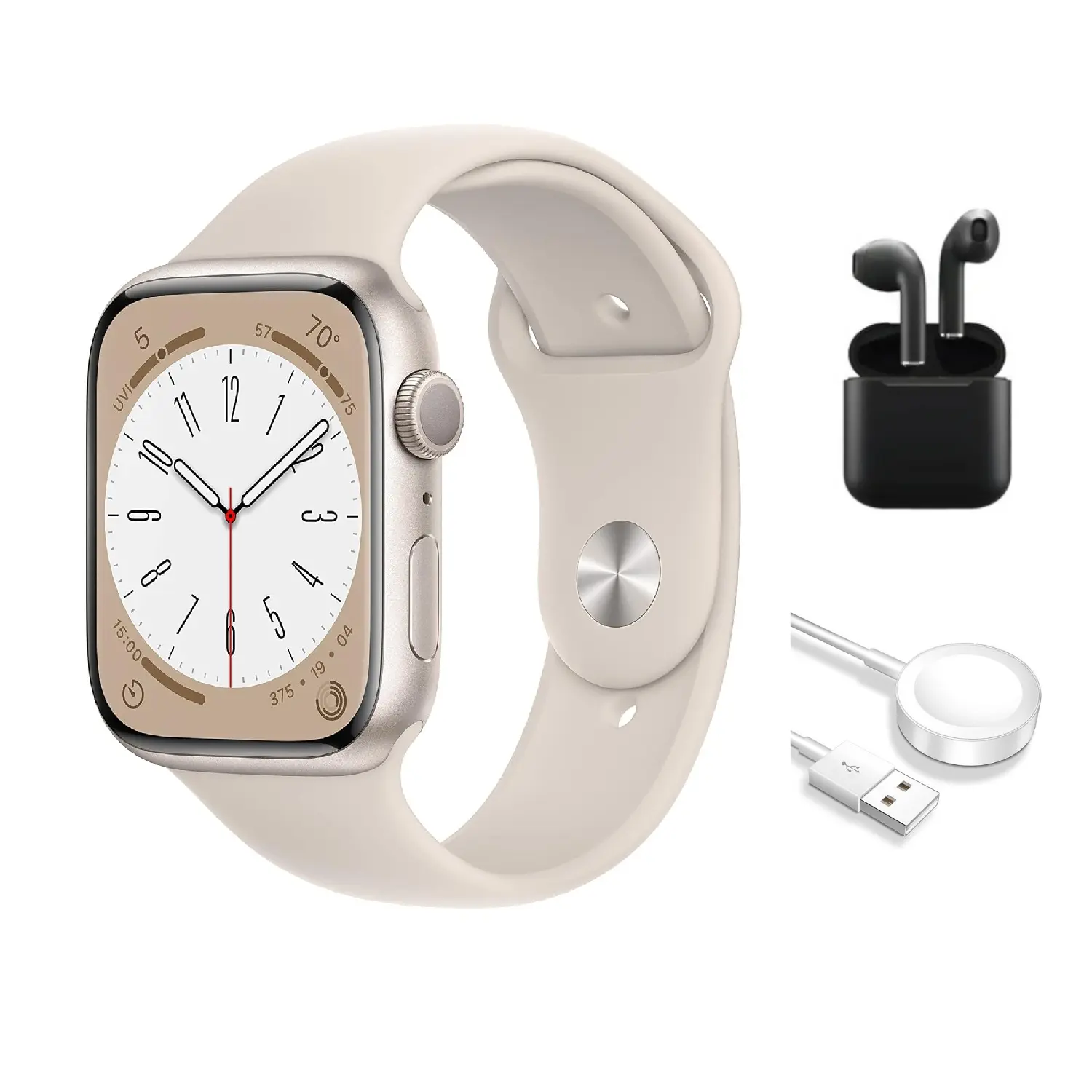 Refurbished Apple Watch Series 8 Aluminum (GPS + Cellular) Acceptable Condition with Wireless Earbuds & 1 Year Warranty
