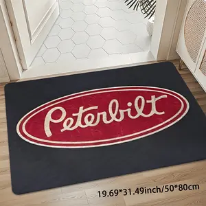 Super Soft 8mm Thick Peterbilt Truck Logo Door Mat, American Trucking Welcome Mat for Entryway, Non-Slip 850gsm Washable Floor Mat for Kitchen Bathroom Bedroom Living Room Office Balcony Porch Garden Home Decor Area Rug, Home Decorative Rug