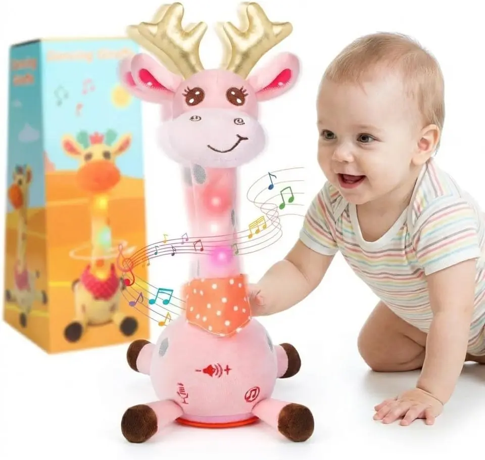 Dancing Talking Giraffe Toy,Tummy Time Giraffe for Baby Toddler, Toddler Infant Baby Toys Gifts, Baby Toys Interactive Volume Adjustable, Giraffe That Repeats What You Say for Birthday Gifts