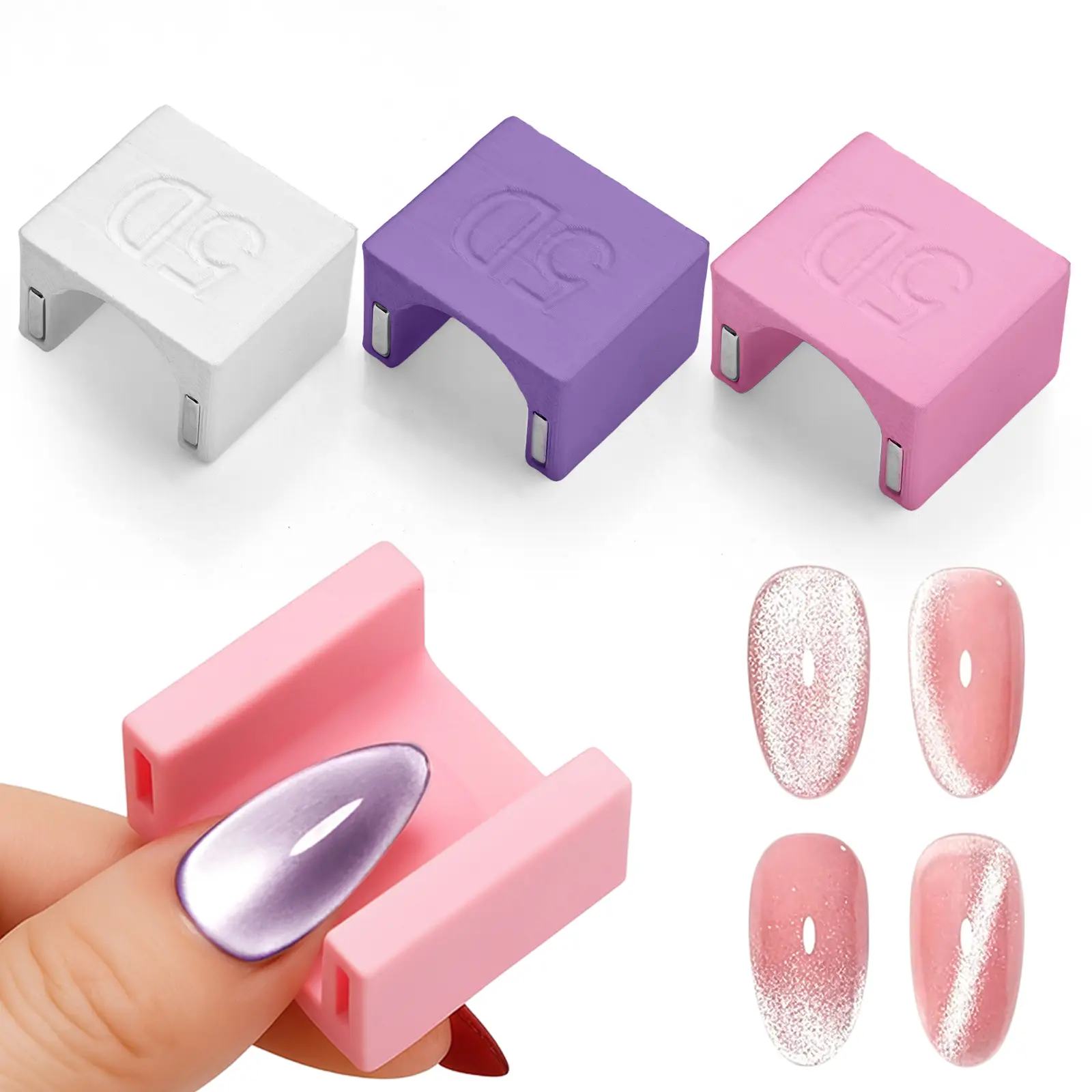 Honey Joy 5D Cat Eye Nail Magnet Tool, Strong Magnetic Wide Cat Eye Effect Magnet with Finger Holder for Gel Polish, Easy Nail Art Tool for Beginners, DIY & Salon