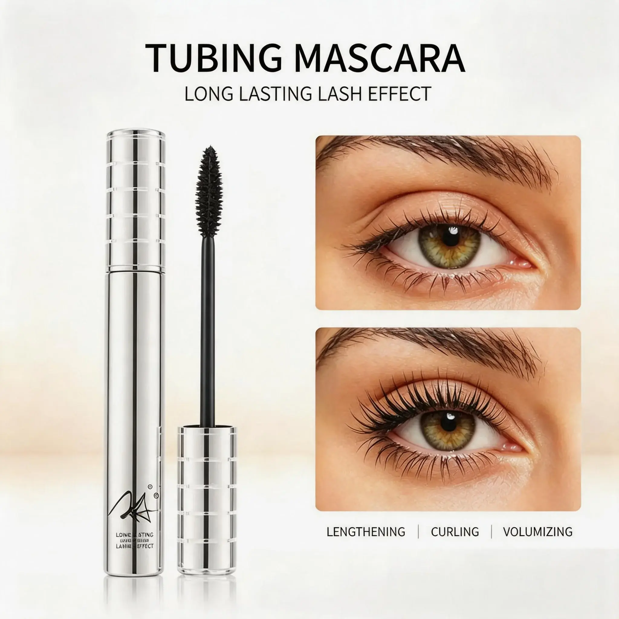 Metal Wand Tubing Mascara, Long Lasting Lengthening Curling Volumizing Eye Makeup