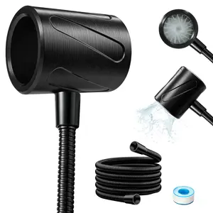 FEELSO Spiral Turbo High Pressure Shower Head, Powerful Water Flow Spa Massage Handheld Shower with 59-Inch Universal Shower Hose