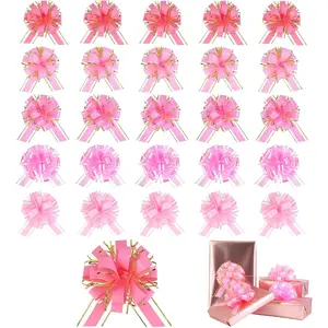 20 count Pull Bows for  Wrapping, 5 Types of 6 Inches  Bows with Ribbon For Wedding, Valentines Day, Birthday, Anniversary, Florist Packaging ,Flower Bouquets and Basket ()