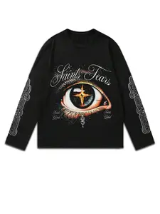 Men's Printed Graphic Long Sleeve T-Shirt, Regular Fit Casual Crew Neck Top for Spring & Fall, Designer Essential Menswear for Everyday Wear Tee
