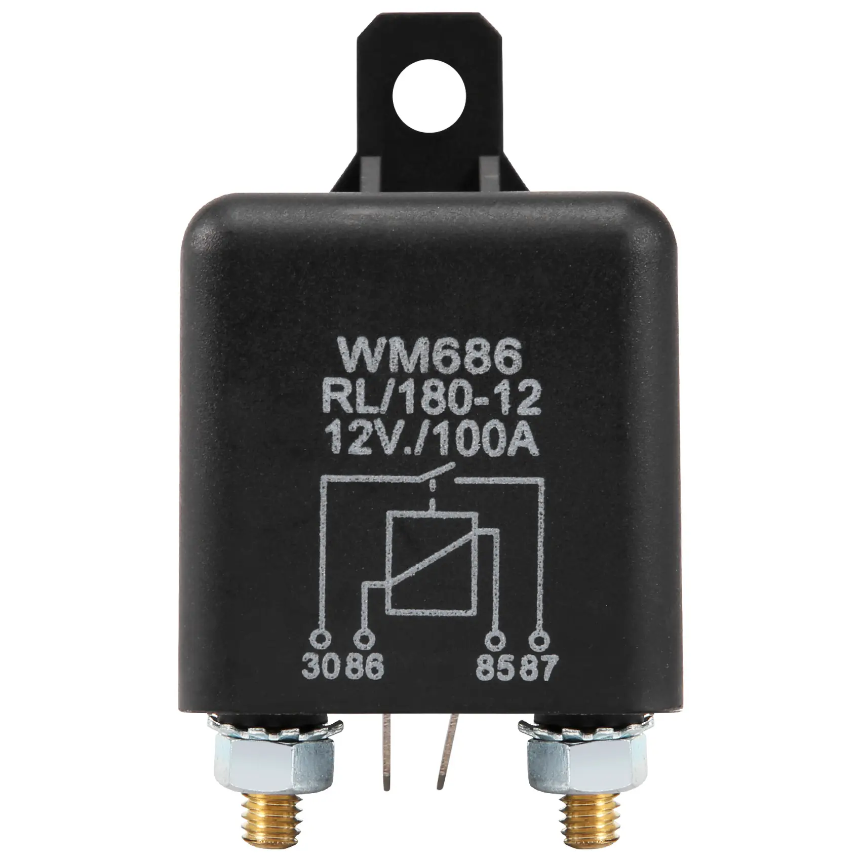 12V 100A 4 Pin Heavy Duty Relay Switch, ON/OFF Split Charge Relay for Car, Truck, Van, Boat and Automotive Applications, Universal DC Power Relay with Stud Terminals and Spade Connectors