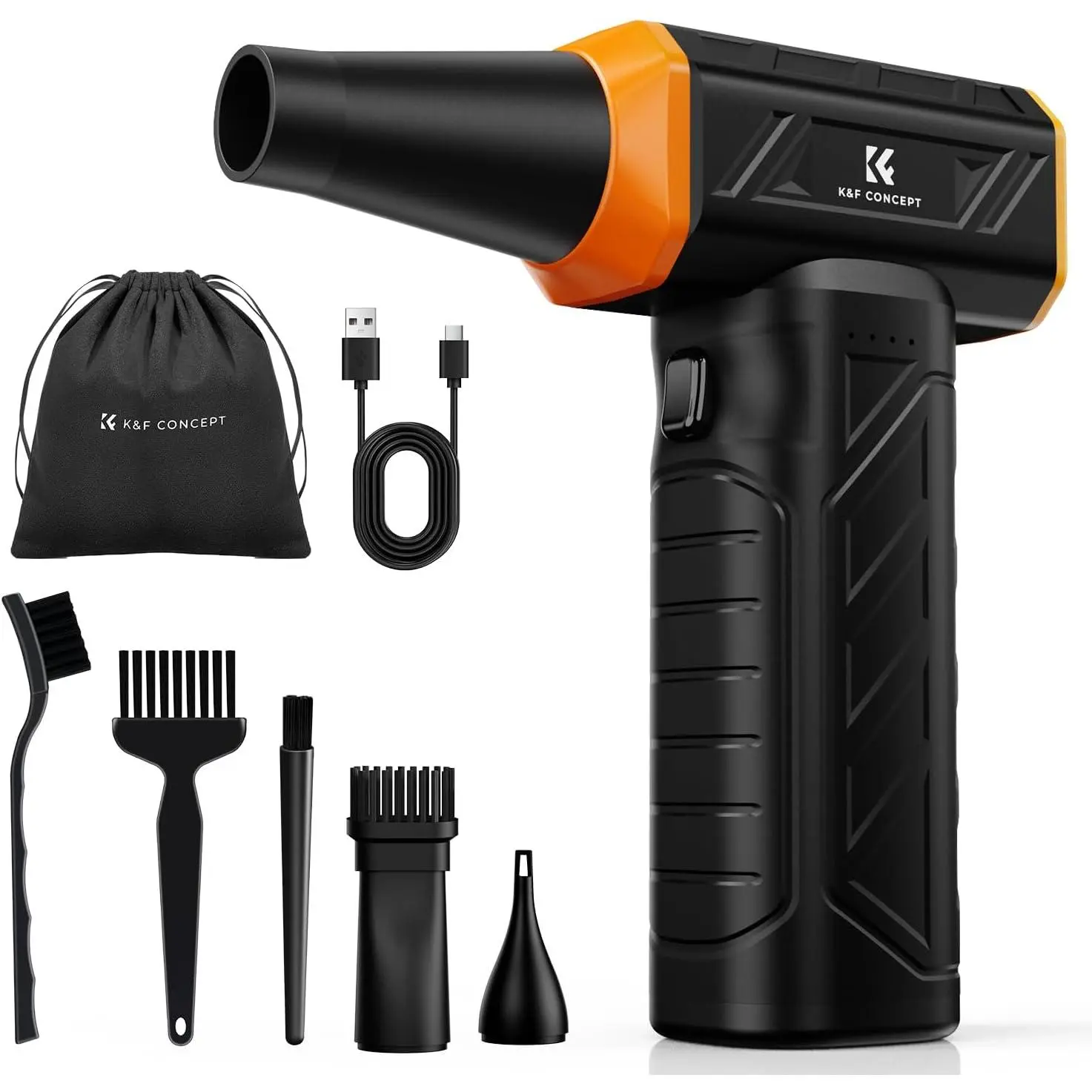 K&F CONCEPT Long-Lasting Compressed Air Duster, 8000mAh-150min Endurance| 150000RPM|LED Light|3 Gear Adjustable|Rechargeable Brushless Motor|for Computer, Keyboard, Car, Home