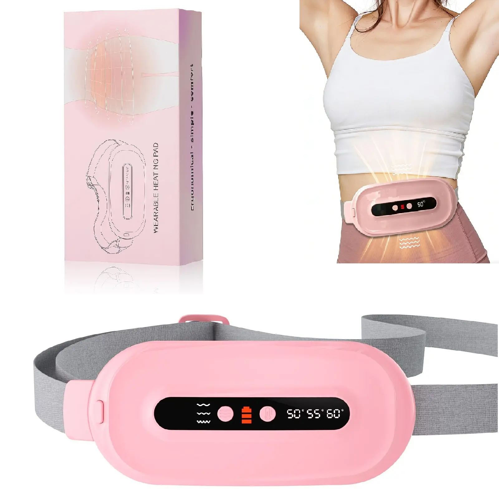 2026 Upgraded Menstrual Heating Pad for Cramps - Portable Cordless Model with 3 Heat Levels, 3 Massage Modes, LED Display, Silent Operation, Daily Use, Ideal Mother's Day & Birthday Gifts for Women, Girlfriend