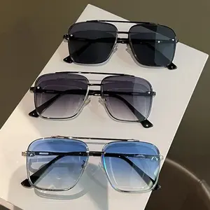 Luxury Alloy Square Sunglasses Men Women Gradient Sun Glasses Driving Travel Outdoor Eyewears UV400 Oculos De Sol