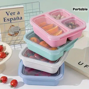 1pc Snack Candy Nuts Fruit Storage Box, 3-Compartment Snack Containers, Reusable Meal Prep Containers, Portable Lunch Boxes for Home And Office, Dishwasher And Microwave Safe, Great for Travel And Food Preservation