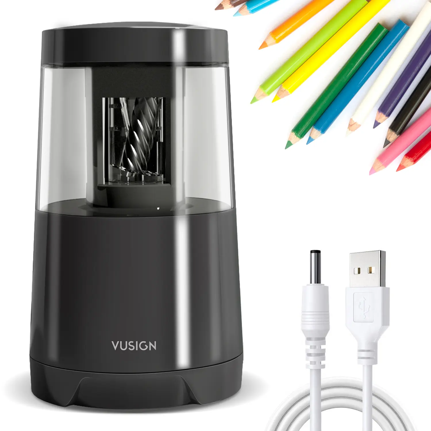 FINENOLO Electric Pencil Sharpener, Heavy-Duty Helical Blade to Fast Sharpen, Colored Pencils(6-8mm), AC Adapter/Battery Operated in School Classroom/Office/Home (Black) DealsforYouDays