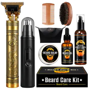Complete Beard Grooming Kit for Men - Beard Trimmer, Nose Hair Trimmer, Beard Oil & Beard Balm Set