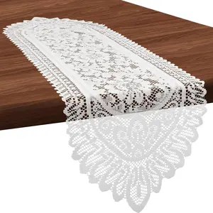 1 Pcs Doilies for Tables Dresser Scarf for Bedrooms Furniture White Lace Table Runner Crochet Cotton Desk Runner Dresser Cover Top 45.67" X 13.39" Vintage Lace Cloth for End