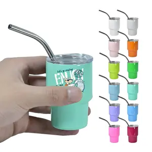 USA mix 48pcs 3oz Mini Tumbler Sublimation Blank Tumblers Stainless Steel Mini Shot Glasses with Lids for Wedding Party Whiskey Cocktail Bar
