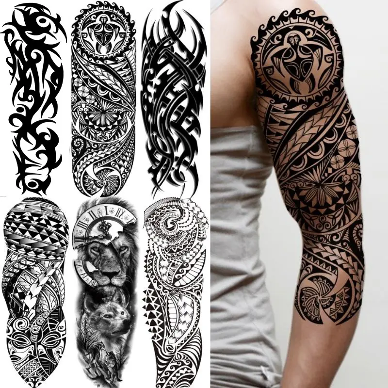 6-Sheet Full Arm Fake Sleeve Stickers, Ephemeral DIY Body & Tattoo Art Forearm Stickers for Adults’ Party & Festive Accessories, Ephemeral Tattoos, Diy Tattoos
