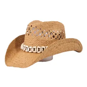 Cowrie Shell Straw Weave Cowboy Hat