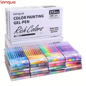 Languo 213pcs Drawing Gel Pen Set, 0.6mm Tip, Rich Colors, Large Capacity Ink Pens, Artist Drawing Pen, Ideal for Office, Painting, Correction, Diary, DIY Art, Art Materials, Art Drawing Supplies