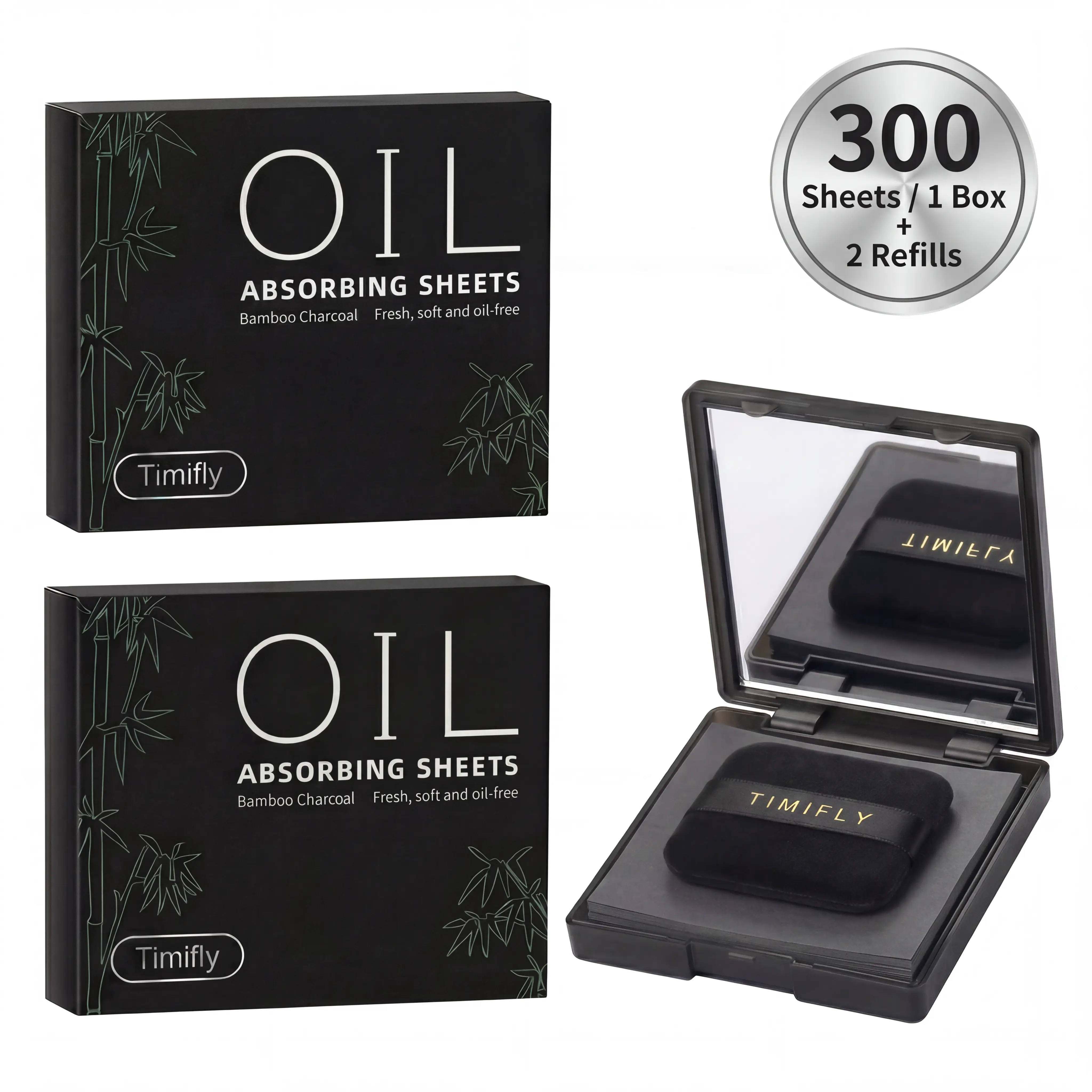 2-in-1 Magnet Oil Blotting Setting Sheets with Powder & Mirror - Portable Facial Absorbers, Matte Finish, Travel-Friendly Beauty Makeup Tool for Daily Touch-Ups