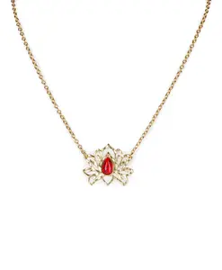 Open Lotus Short Necklace - Lotus Flower