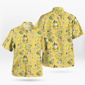 Psyduck Hawaiian Shirt – Funny P0kem0n Summer Aloha Shirt, Anime Hawaiian Shirt PKM Gift, Hawaiian Shirt for Unisex Funny, Breathable & Comfy Tropical Outfit, Perfect Gift for Him Her