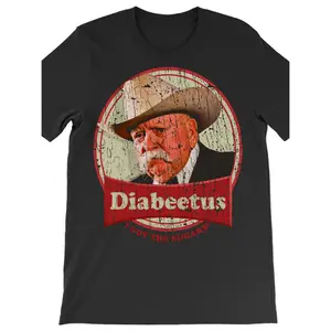 [100% Cotton] Vintage Wilford Brimley Diabeetus Themed T-Shirt Featuring I Got The Sugars Funny Meme Design For Humor Lovers And Nostalgia Fans Who Enjoy Classic Viral Internet Jokes Trending On Social Media Casual Crewneck