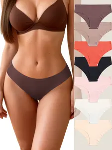 7Pcs Women's Briefs Seamless Panties Traceless Mixed Color Panties Mid Waist Combination Underwear High Elasticity and Comfort Lingerie Women Underpants Breathable Knickers
