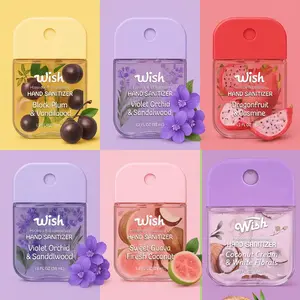 Wish Hand Sanitizer 1.2oz/35ml Set Multi Scent Variants Assorted Fresh Scents Bag or Hook Style for Easy Access