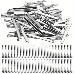 120pcs Duckbill Clip Set, 2.17 Inch Hair Clips Bulk, Single Prong Alligator Hairpin Teeth Blank Setting for DIY Hair Clip Accessories Jewelry Making Supplies