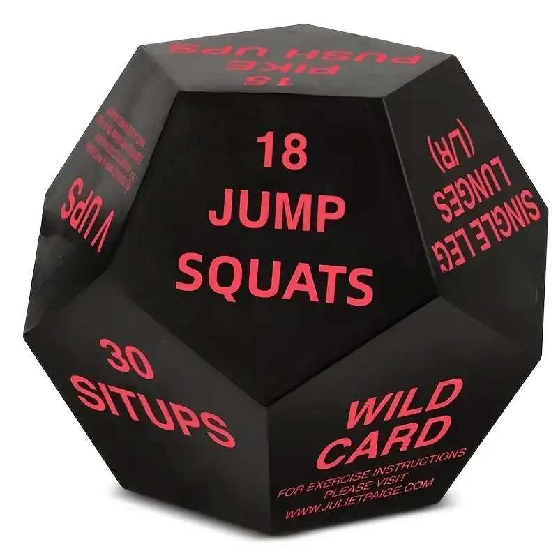 Twelve-sided exercise decision dice, portable, interesting and durable fitness decision dice, compact dynamic exercise dice, suitable for home gym workouts