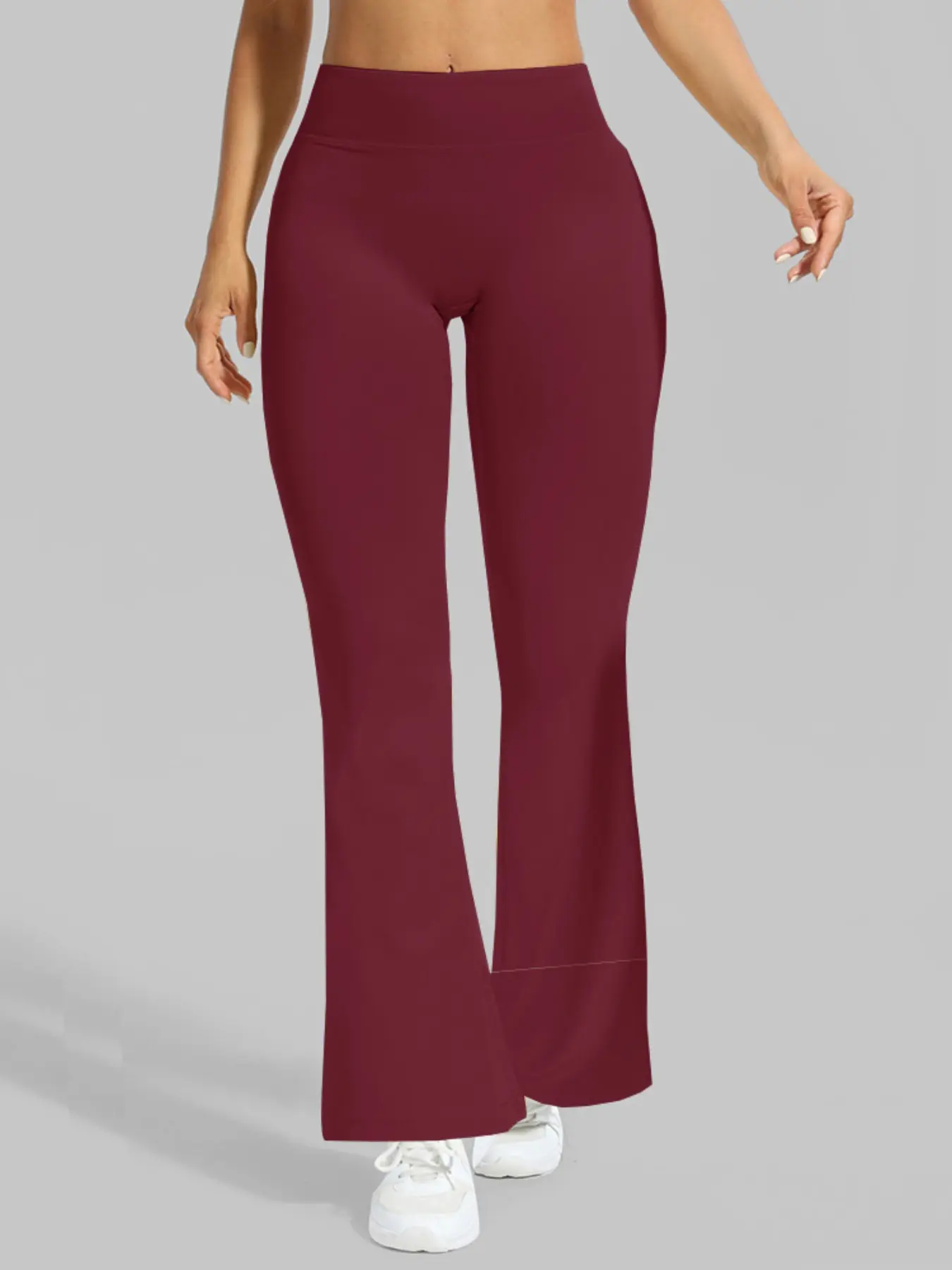Women's Plain Ruched Pocket Flare Leg Sports Leggings, Sporty Comfortable Breathable High Waist Bell Bottom Trousers for Yoga Gym Workout, Ladies Sportswear for All Seasons