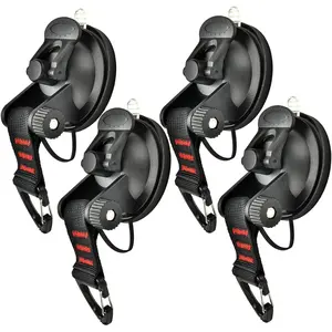 4Pcs Heavy Duty Suction Cup with Security Hooks - Outdoor Strong Multipurpose Suction Cup Anchor for Car Awning Boat Camping Camping Accessories Tie Down