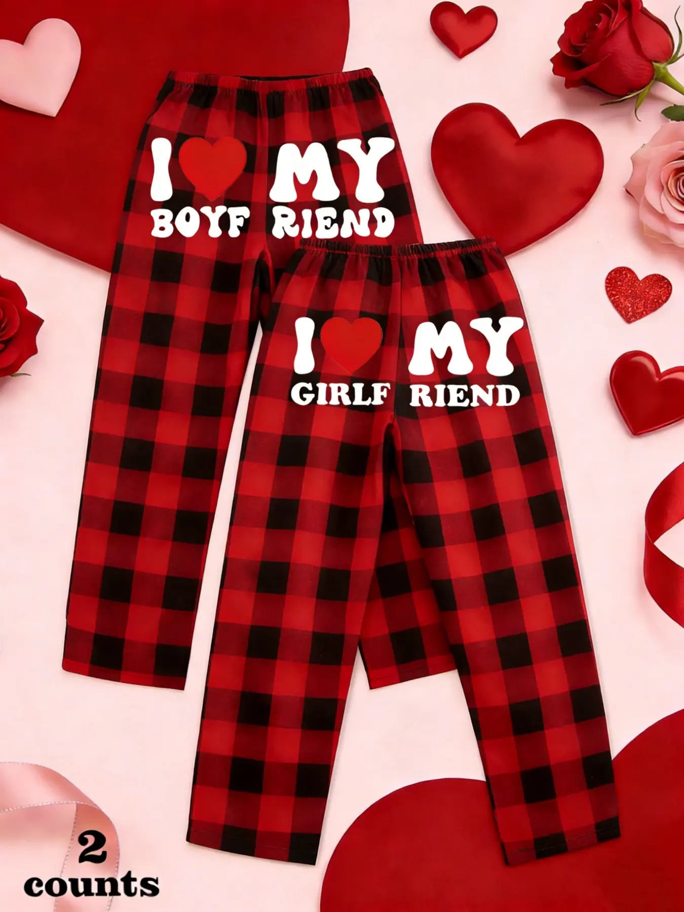 Men Women Plaid Pants Set, Pajama Set, Matching Letter Print Fitted Casual Sleepwear, Comfortable Elastic Waist Loungewear Home Wear, All Season Soft Fabric