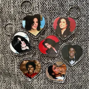 Michael Jackson Heart Acrylic Keychain, King of Pop Gift for Fan