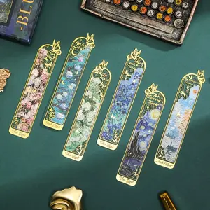 6ps Metal Bookmarks Gold Hollow Book Buckles Van Gogh Monet Oil Painting Theme Bookmarks for Book Lovers Writers Readers Teachers Students Men and Women Adults Unique Birthday Holiday Gifts. book accessories for home& office,&school