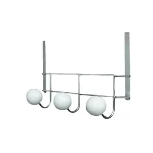 Wall Mounted Coat and Hat 3 Hooks BIG BALLS Rail-Rack White