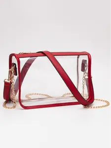 Clear Rectangle Stadium Concert Crossbody Bag - PVC Material, Detachable Vegan Leather Strap, Lightweight and Breathable