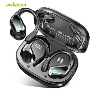 Bluetooth 5.3 Earphones IP7 Waterproof Wireless Headphones with Noise Cancelling Mic and Deep Bass for Sports Workout Gym