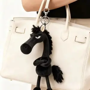 2026 Zodiac Horse Year Mascot Keychain - Lucky Chosen Dark Horse Plush Pendant, Elegant Bag Charm for Daily & Festive Gifting