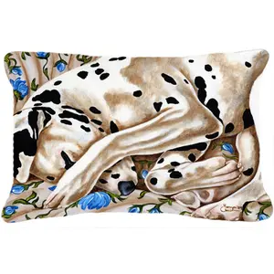 212 MAIN Bed of Roses Dalmatian Fabric Decorative Pillow, 12x16", Fade-Resistant, Heavyweight Weave, Indoor-Outdoor Textile Cushion