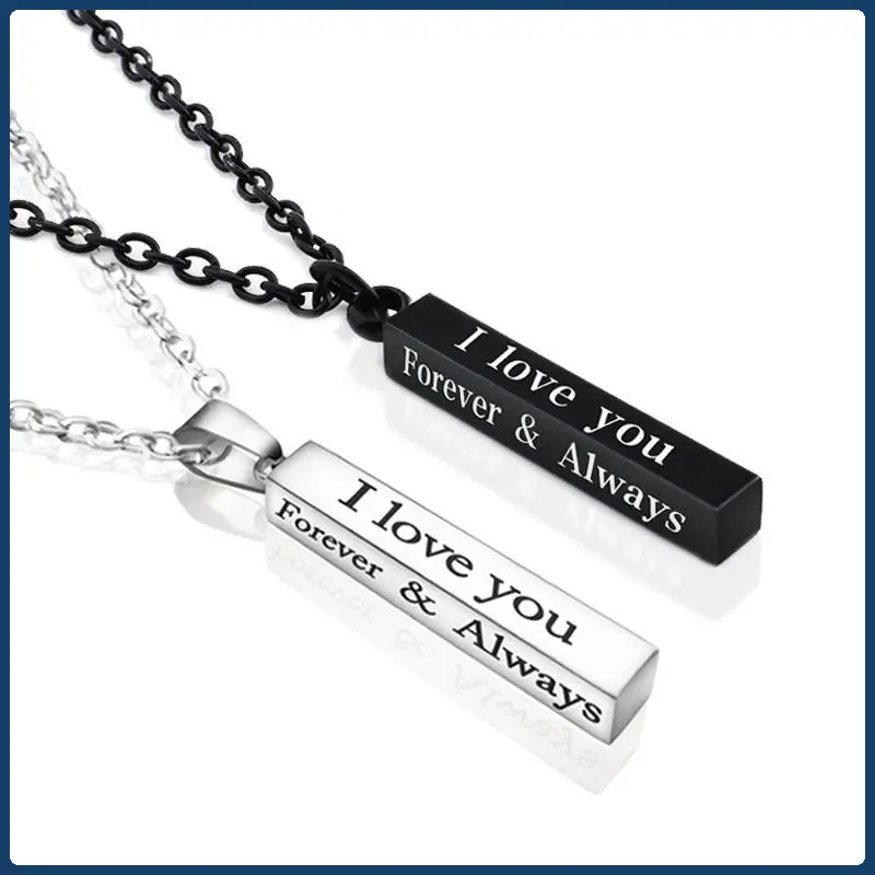 Stainless Steel Forever And Always Initial Letter Necklaces, Cute Heart Engraved Promise Matching Couples Necklaces, Valentine's Day Gift, Initial Letter Necklace