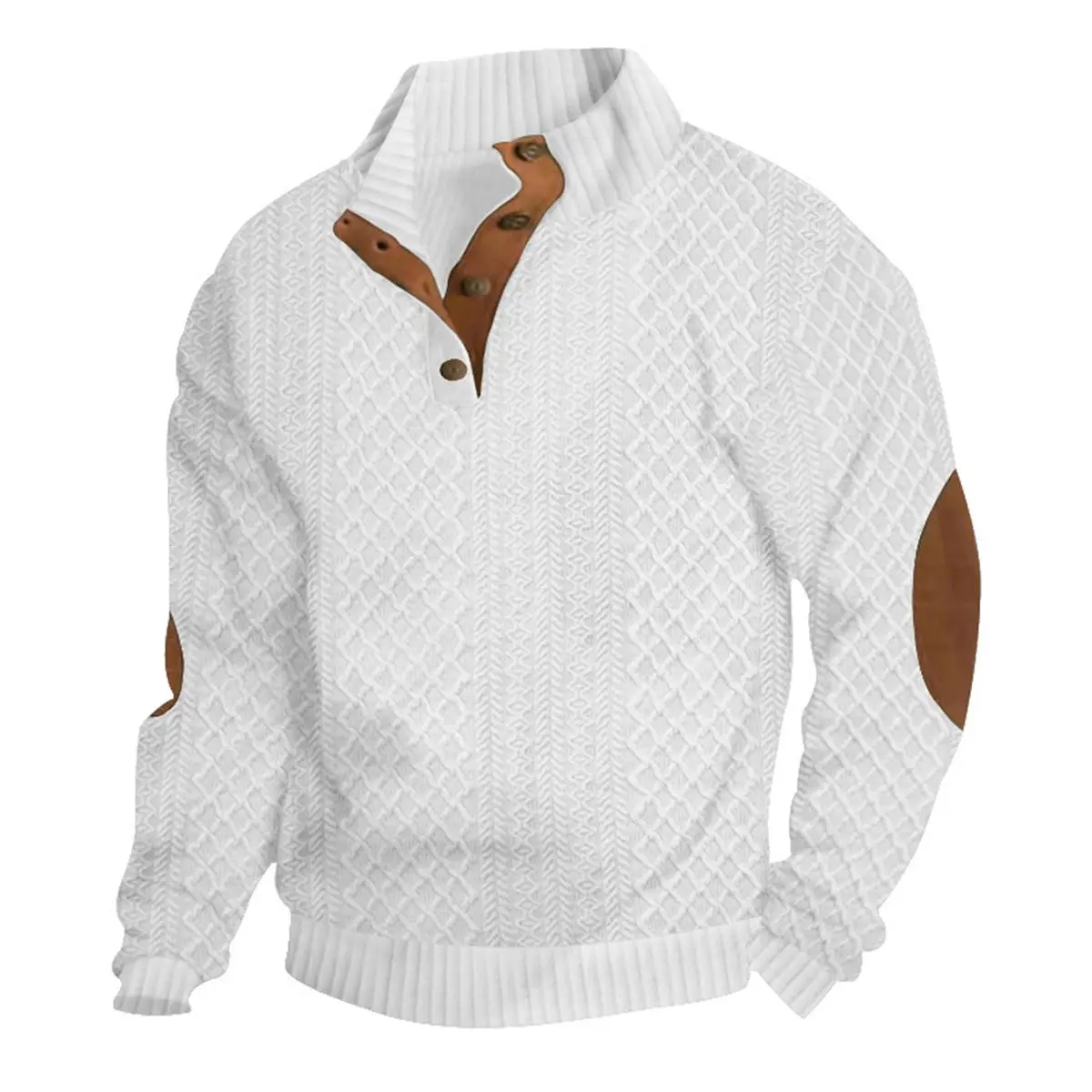 Men's Button V-Neck Long-Sleeve Pullover Sports Sweatshirt - Activewear, Athletic, Menswear Tops, Regular Fit, Casual Daily Wear, Suitable for Commuting, Outdoor & Indoor Activities, Activewear Men's Sweatshirts, Athletic Men's Sweatshirts
