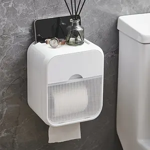 Wall-Mounted Paper Towel Dispenser, Waterproof Toilet Paper Holder, Bathroom Organizer, Hygienic Napkin Storage Rack for Bathrooms, Bathroom Accessory, Tissue Holder